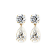 1 Ct Round cut & 2 Ct Pear cut Lab Diamond Drop Earrings - LGG Jewelry